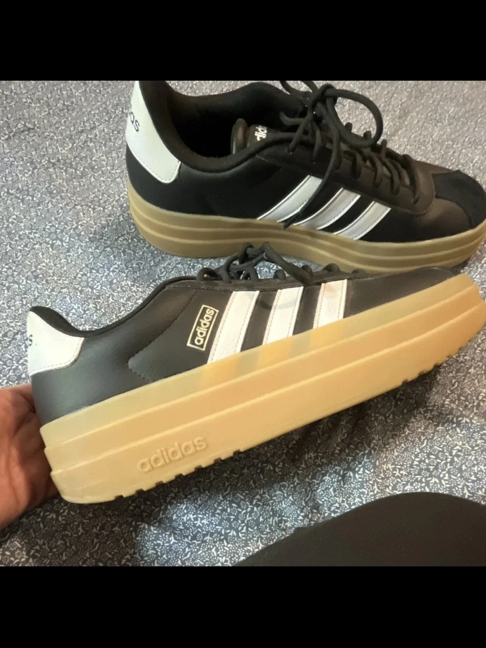 adidas Black and White Low-Top Sneakers with Gum Sole